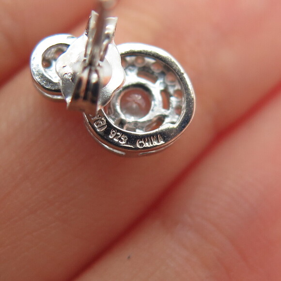 925 Sterling Silver Round-Cut C Z Snowman Stud Earrings - Picture 8 of 8